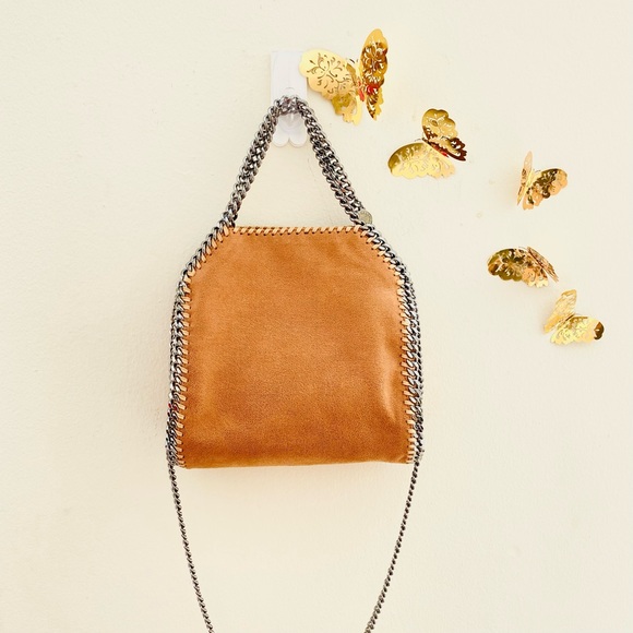 NWT: STELLA MCCARTNEY | Graffiti Yellow Embroidered Logo Falabella Brown 3 Mini - Picture 3 of 11